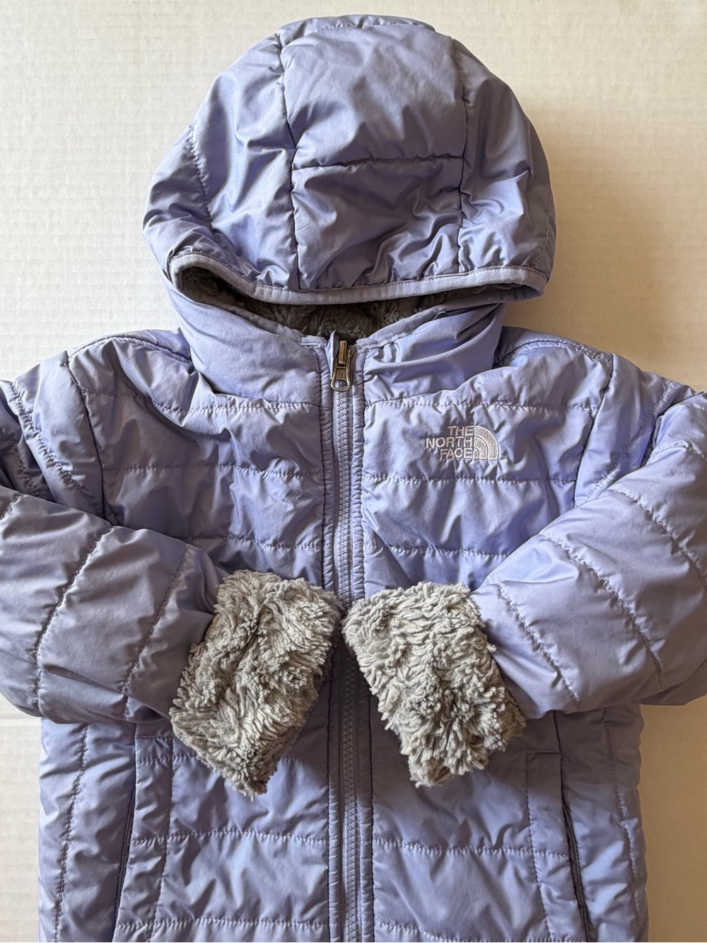 The North Face Reversible Mossbud Jacket Lavender Gray Girls 5T
